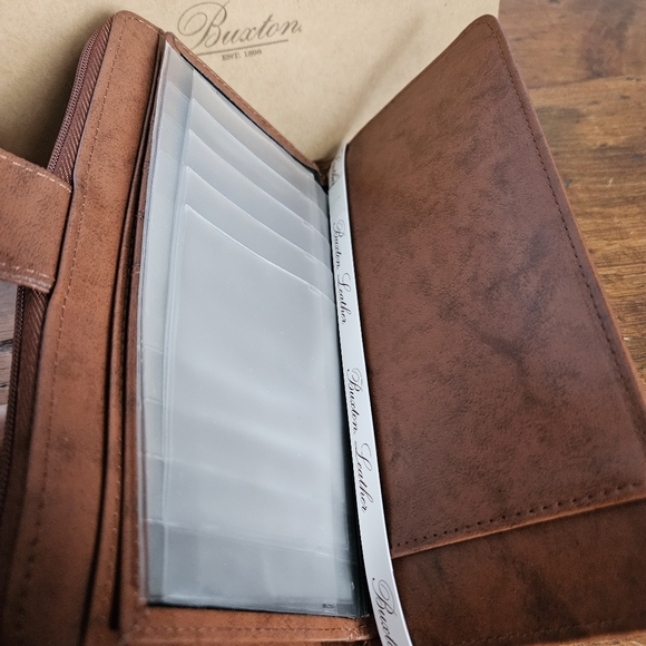 Buxton Brown Leather Wallet Womens Bifold New In Box W/ Photo Holder Insert - Picture 6 of 13